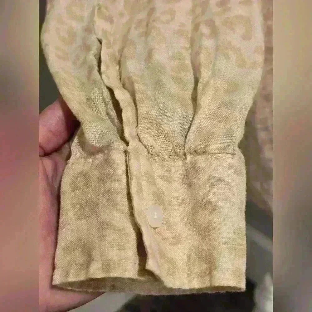 GAP 100% Linen Leopard Print Button Down - image 6
